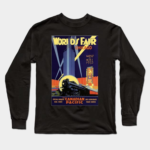 Norman Fraser 1933 -  Canadian Pacific Railway Worlds Fair - Vintage Travel Long Sleeve T-Shirt by Culturio